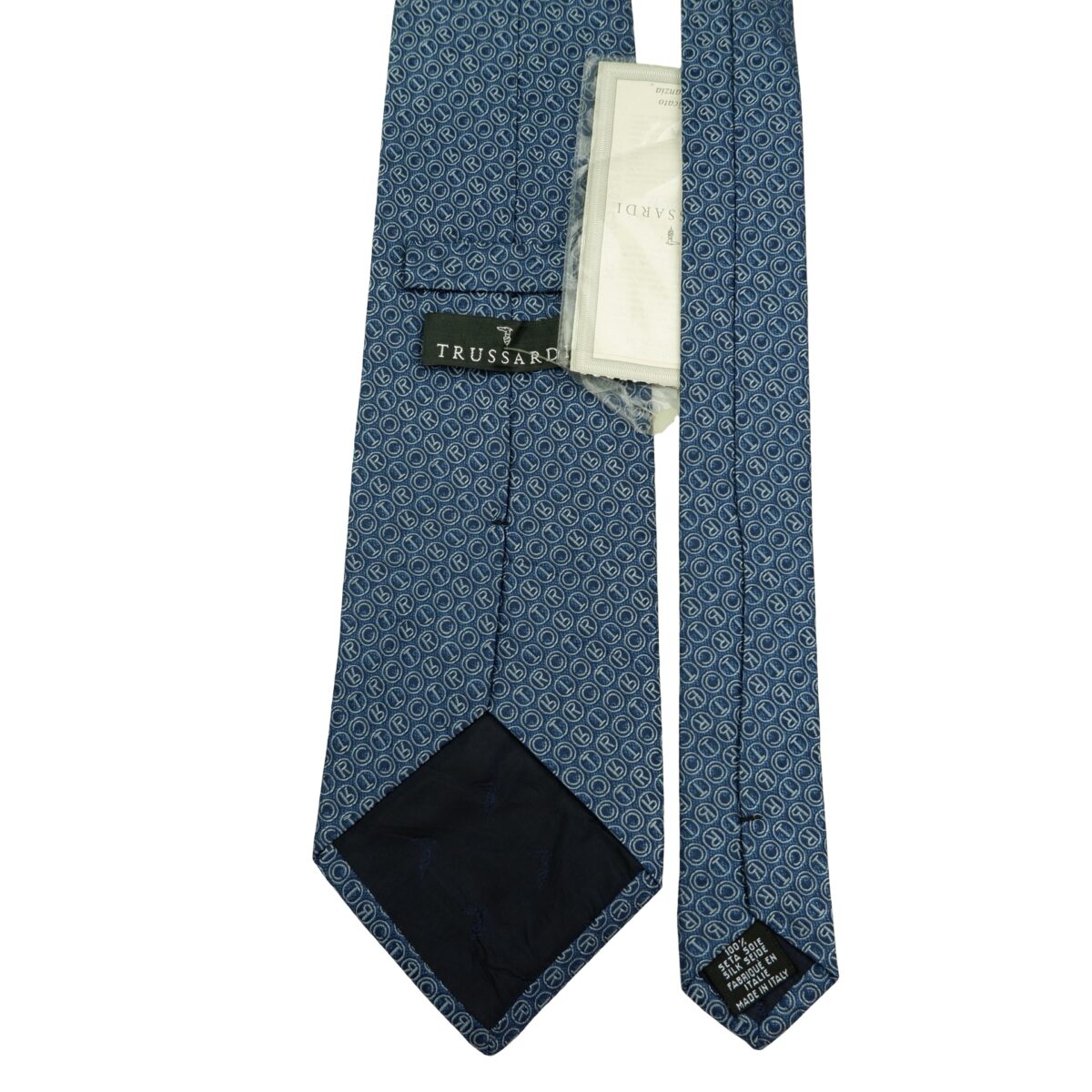 a16515 4 Trussardi Tie Silk Navy Monogram Italy (US Import Tax Included) มุมที่ 4