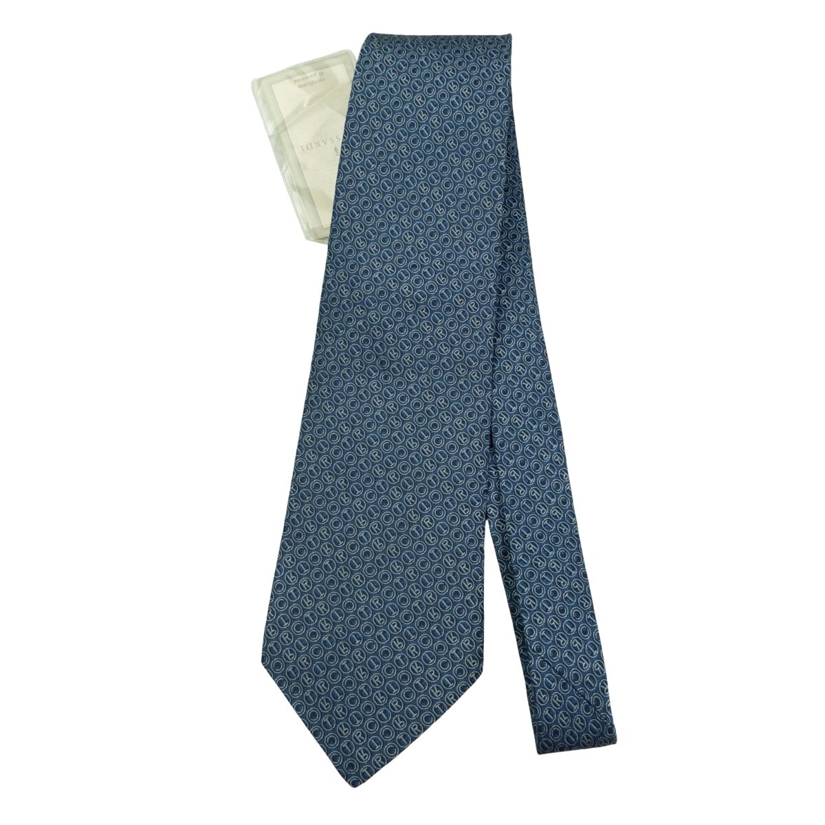 a16515 5 Trussardi Tie Silk Navy Monogram Italy (US Import Tax Included) มุมที่ 5