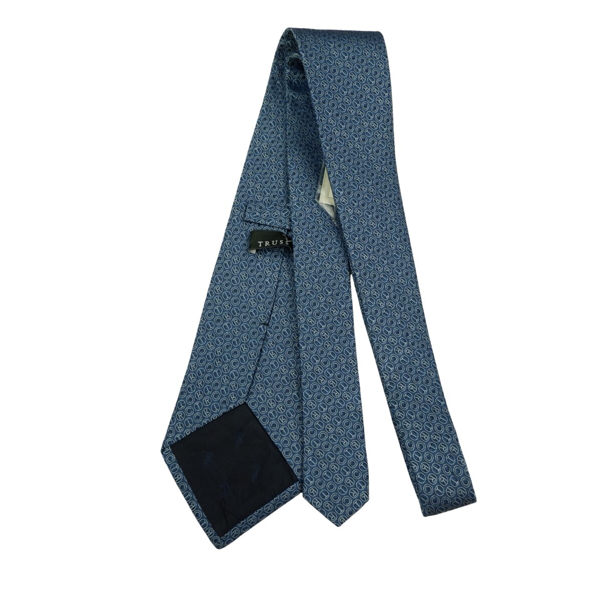 a16515 7 Trussardi Tie Silk Navy Monogram Italy (US Import Tax Included) มุมที่ 7