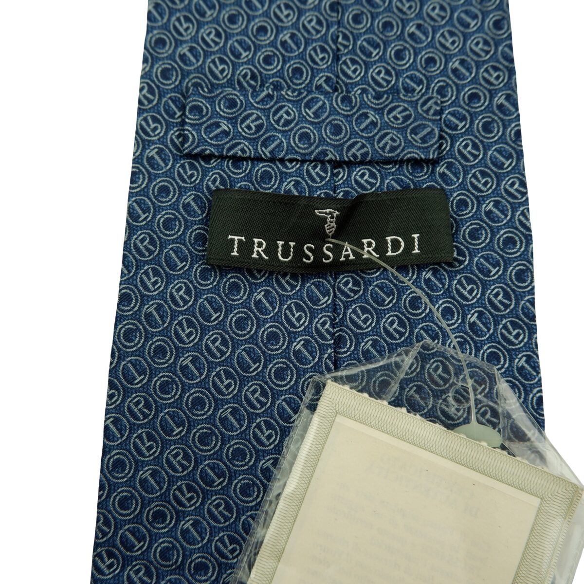 a16515 9 Trussardi Tie Silk Navy Monogram Italy (US Import Tax Included) มุมที่ 9