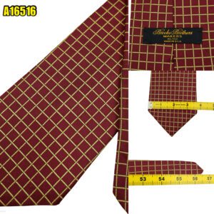 Brooks Brothers Tie Silk Brown Check USA (US Import Tax Included) มุมที่ 1