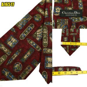 Christian Dior Tie Silk Brown Abstract Pattern Canada (US Import Tax Included) มุมที่ 1