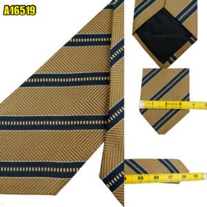 Ermenegildo Zegna Tie Silk Brown Navy Stripe Italy (US Import Tax Included) มุมที่ 1