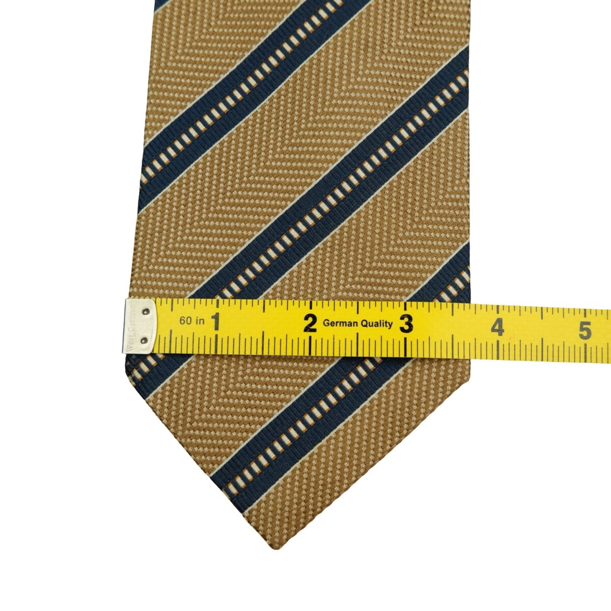 a16519 11 Ermenegildo Zegna Tie Silk Brown Navy Stripe Italy (US Import Tax Included) มุมที่ 11