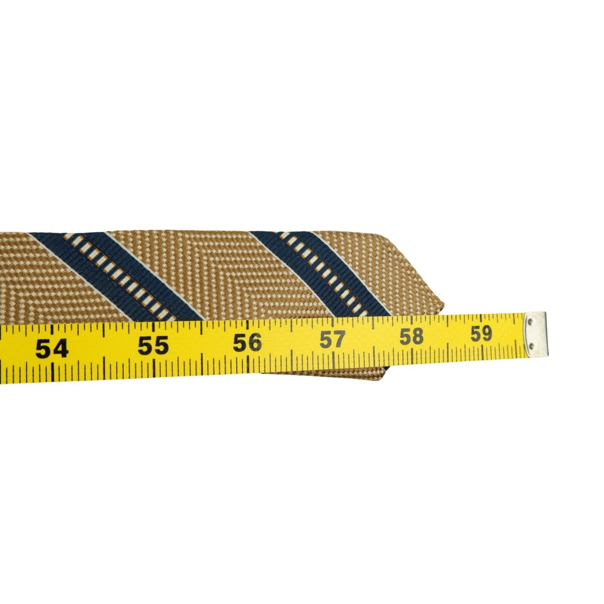 a16519 12 Ermenegildo Zegna Tie Silk Brown Navy Stripe Italy (US Import Tax Included) มุมที่ 12