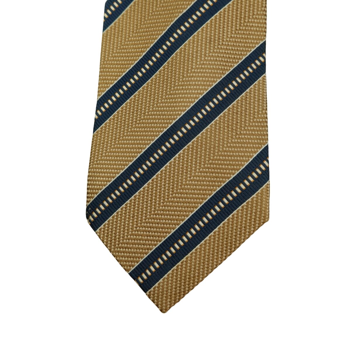 a16519 6 Ermenegildo Zegna Tie Silk Brown Navy Stripe Italy (US Import Tax Included) มุมที่ 6