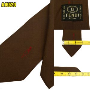 Fendi Tie Silk Solid Brown Italy (US Import Tax Included) มุมที่ 1