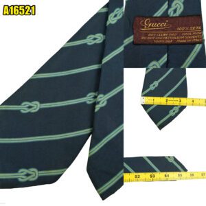 Gucci Tie Silk Navy Stripe Italy (US Import Tax Included) มุมที่ 1
