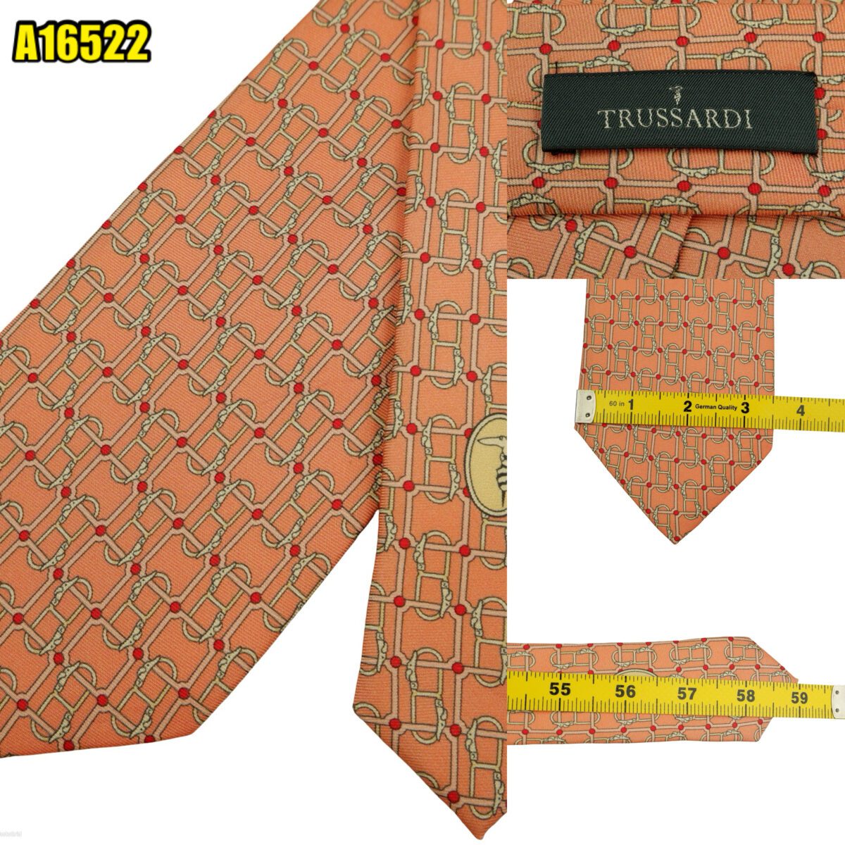 Trussardi Tie Silk Pink Monogram Italy (US Import Tax Included) | mesabb clothing Trussardi Tie Silk Pink Monogram Italy (US Import Tax Included) มุมที่ 1