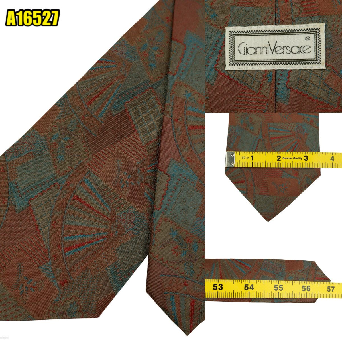 created by photogrid Gianni Versace Tie Silk Brown Abstract Pattern (US Import Tax Included) มุมที่ 1