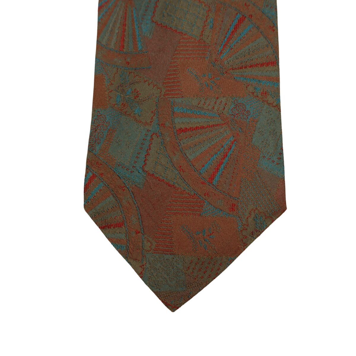 a16527 6 Gianni Versace Tie Silk Brown Abstract Pattern (US Import Tax Included) มุมที่ 6