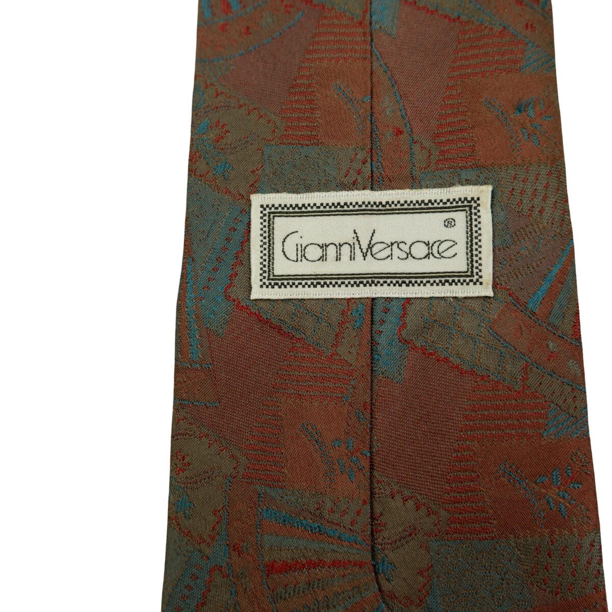 a16527 9 Gianni Versace Tie Silk Brown Abstract Pattern (US Import Tax Included) มุมที่ 9
