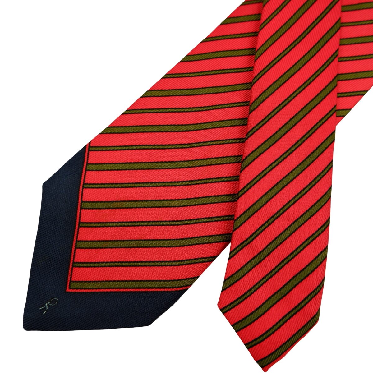 a16528 2 Roberta Di Camerino Tie Silk Red Stripe Italy (US Import Tax Included) มุมที่ 2