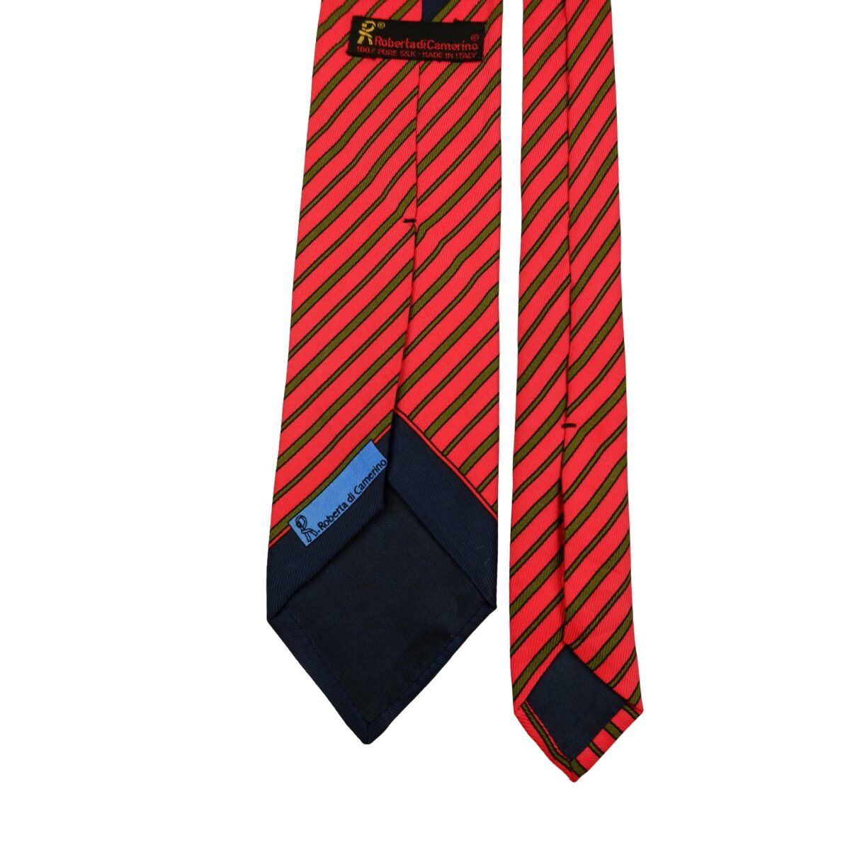 a16528 4 Roberta Di Camerino Tie Silk Red Stripe Italy (US Import Tax Included) มุมที่ 4