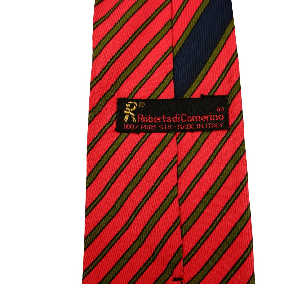 a16528 9 Roberta Di Camerino Tie Silk Red Stripe Italy (US Import Tax Included) มุมที่ 9