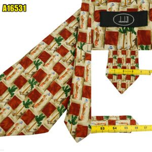 Dunhill Tie Silk Brown Abstract Pattern Italy (US Import Tax Included) มุมที่ 1