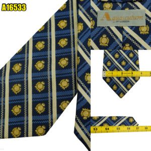 Aquascutum Tie Silk Navy Logo Pattern Korea (US Import Tax Included) มุมที่ 1