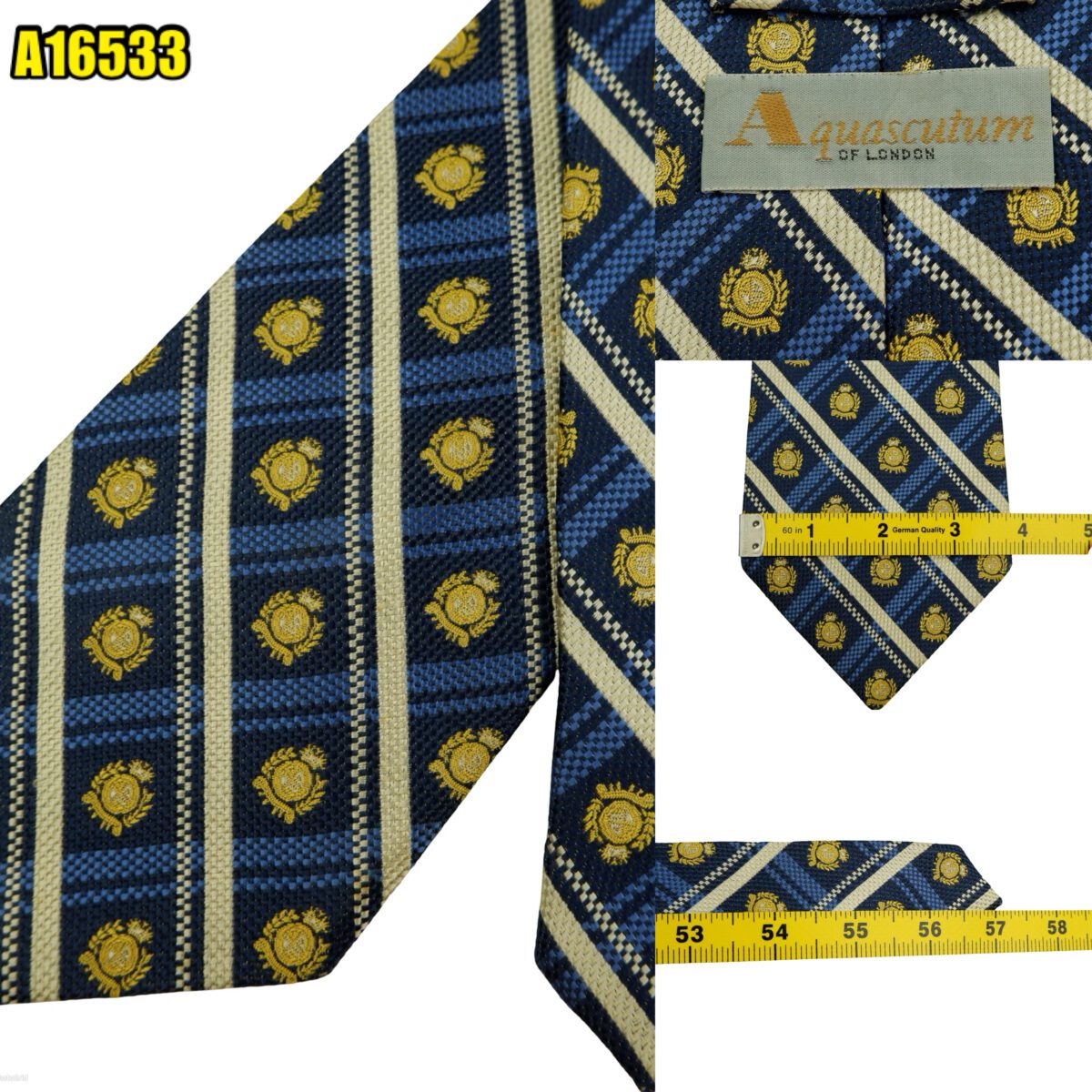 created by photogrid Aquascutum Tie Silk Navy Logo Pattern Korea (US Import Tax Included) มุมที่ 1