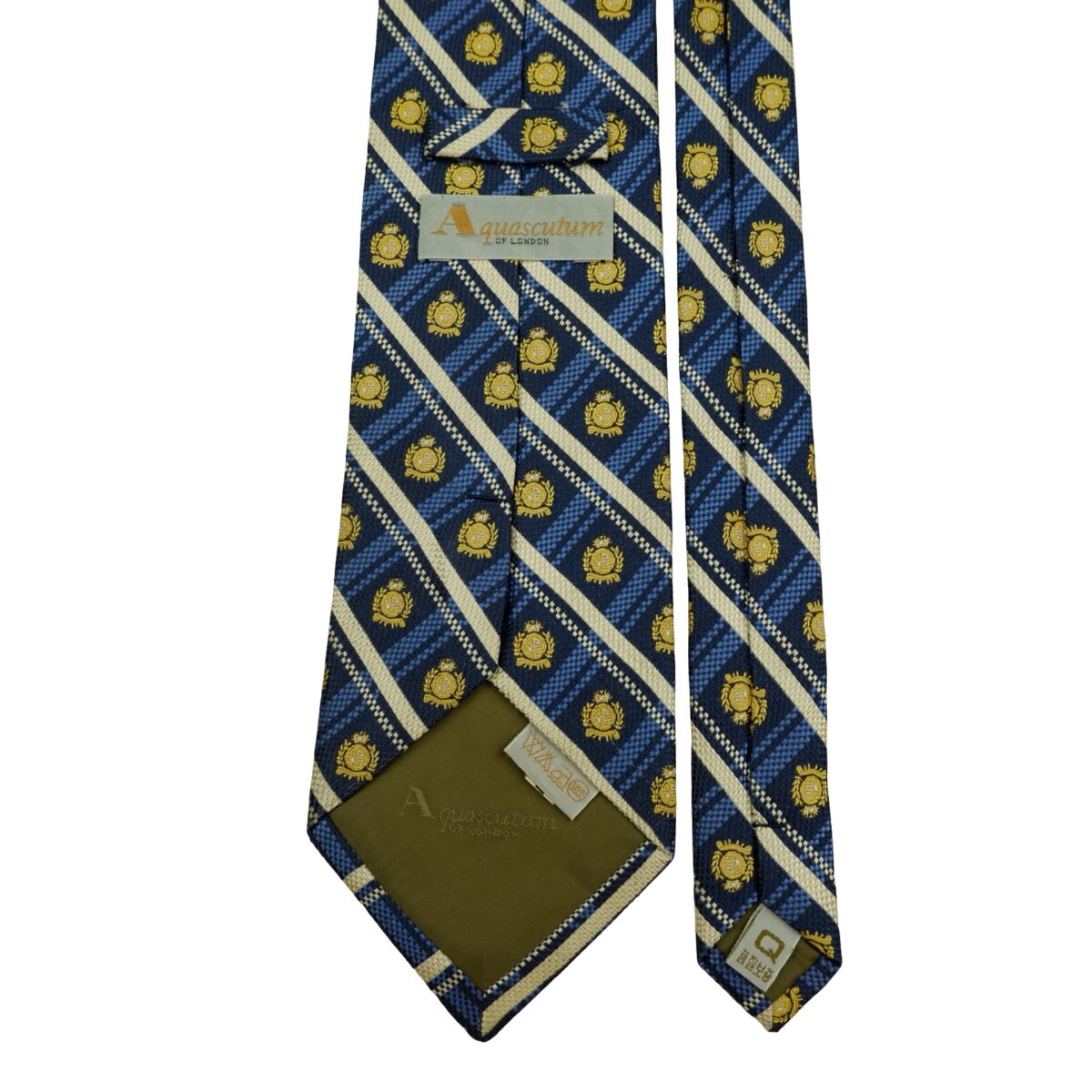 a16533 4 Aquascutum Tie Silk Navy Logo Pattern Korea (US Import Tax Included) มุมที่ 4
