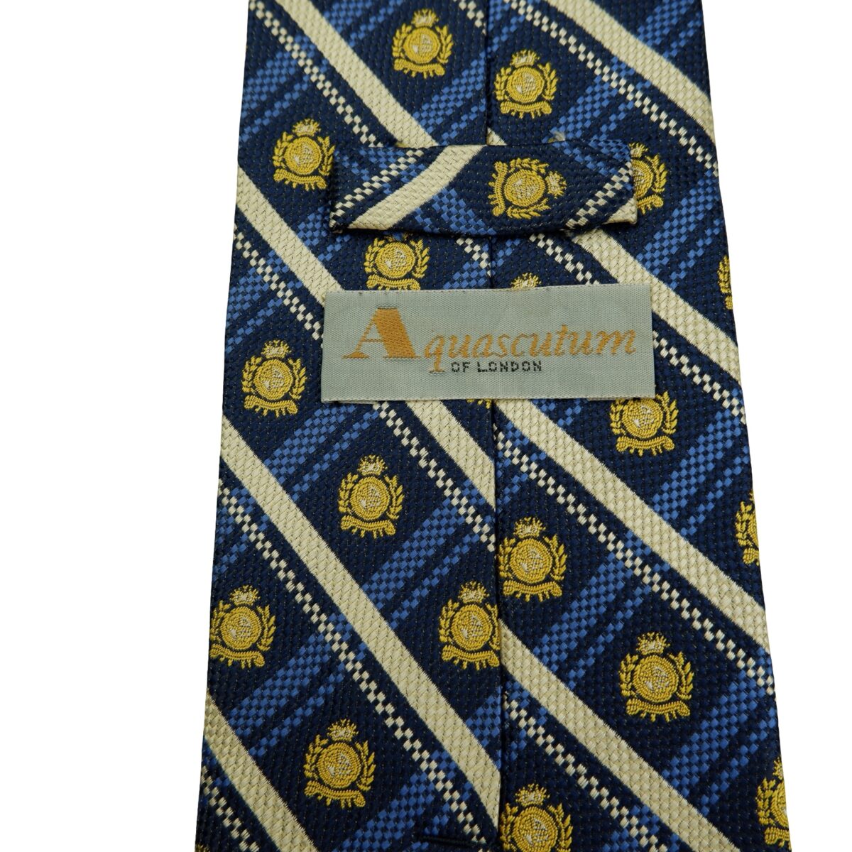 a16533 9 Aquascutum Tie Silk Navy Logo Pattern Korea (US Import Tax Included) มุมที่ 9