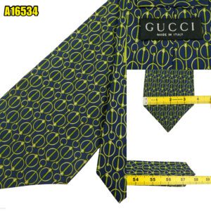 Gucci Tie Silk Navy Geometric Italy (US Import Tax Included) มุมที่ 1