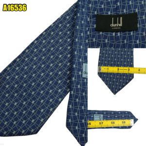 Dunhill Tie Silk Navy Geometric England (US Import Tax Included) มุมที่ 1
