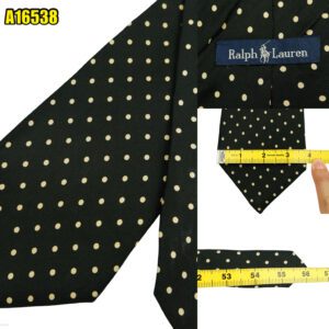 Ralph Lauren Tie Silk Black Dot Pattern England (US Import Tax Included) มุมที่ 1