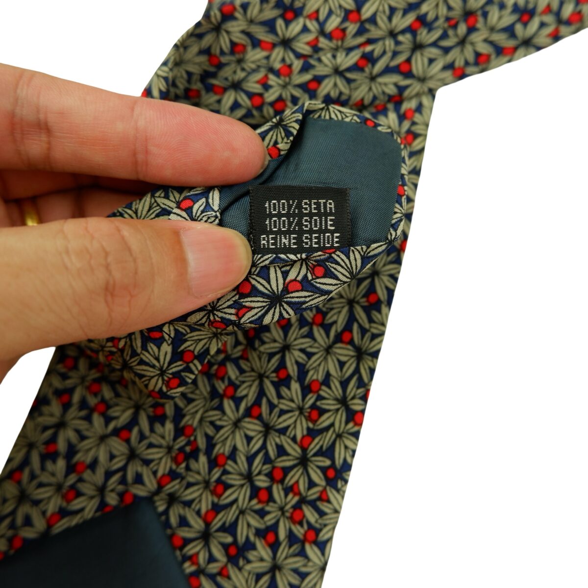 a16542 10 Trussardi Tie Silk Navy Leaf Pattern Italy (US Import Tax Included) มุมที่ 10