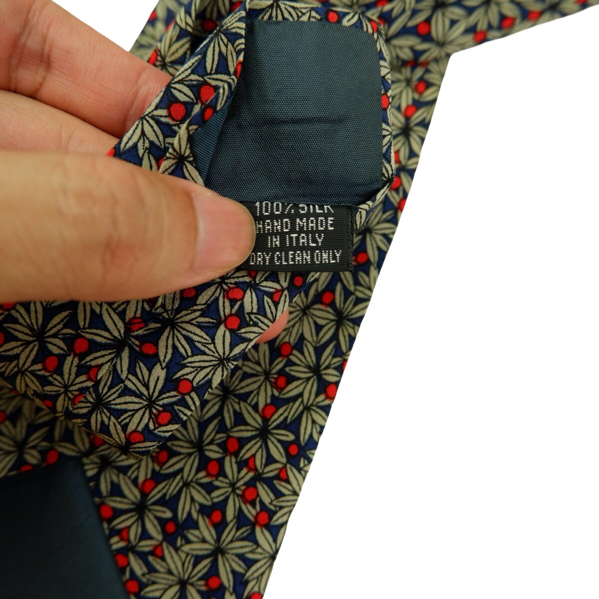 a16542 11 Trussardi Tie Silk Navy Leaf Pattern Italy (US Import Tax Included) มุมที่ 11