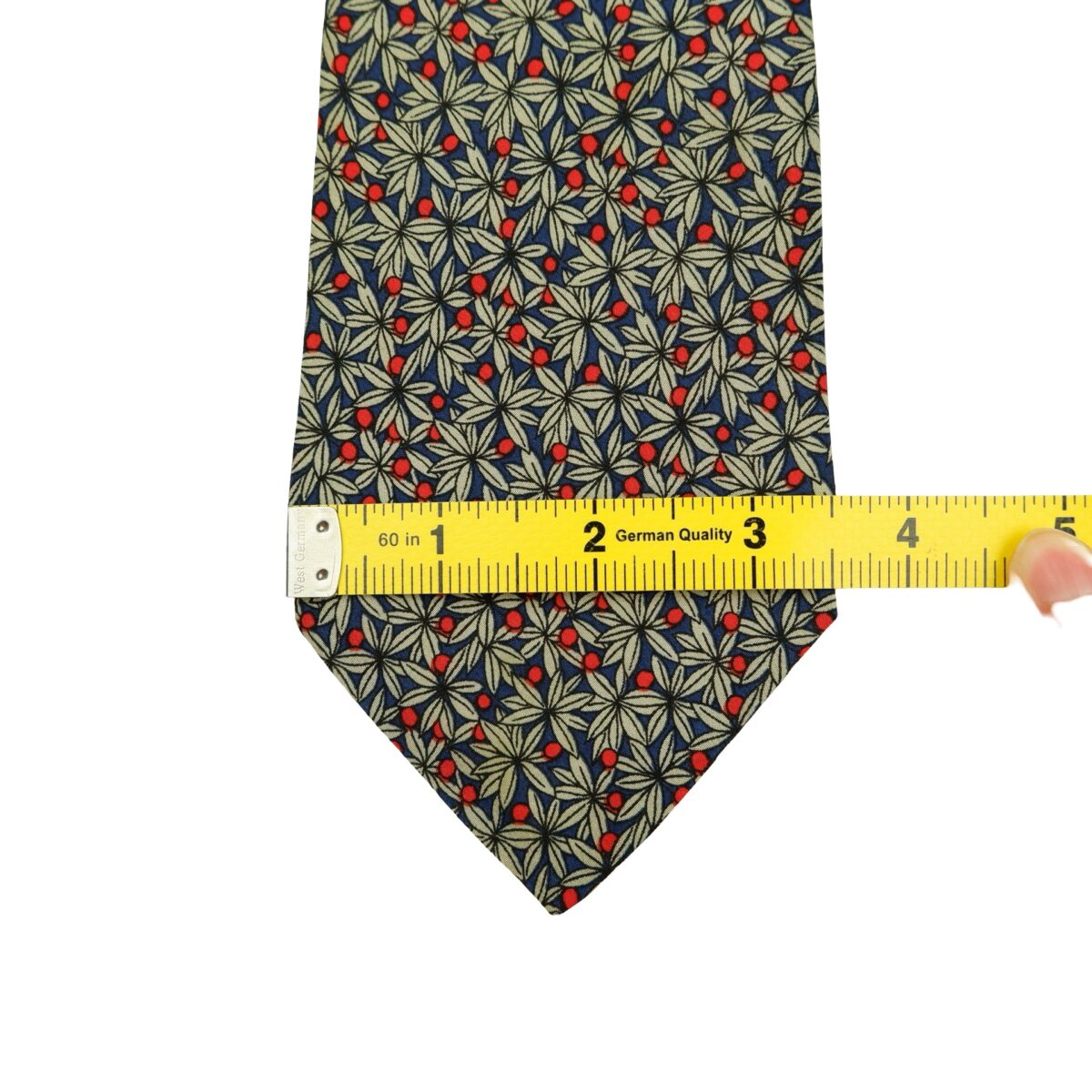 a16542 12 Trussardi Tie Silk Navy Leaf Pattern Italy (US Import Tax Included) มุมที่ 12