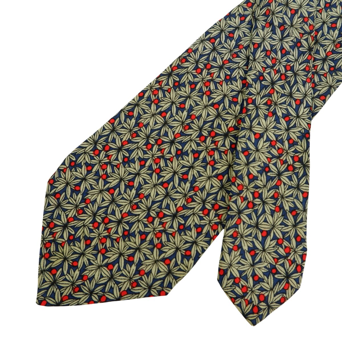 a16542 2 Trussardi Tie Silk Navy Leaf Pattern Italy (US Import Tax Included) มุมที่ 2