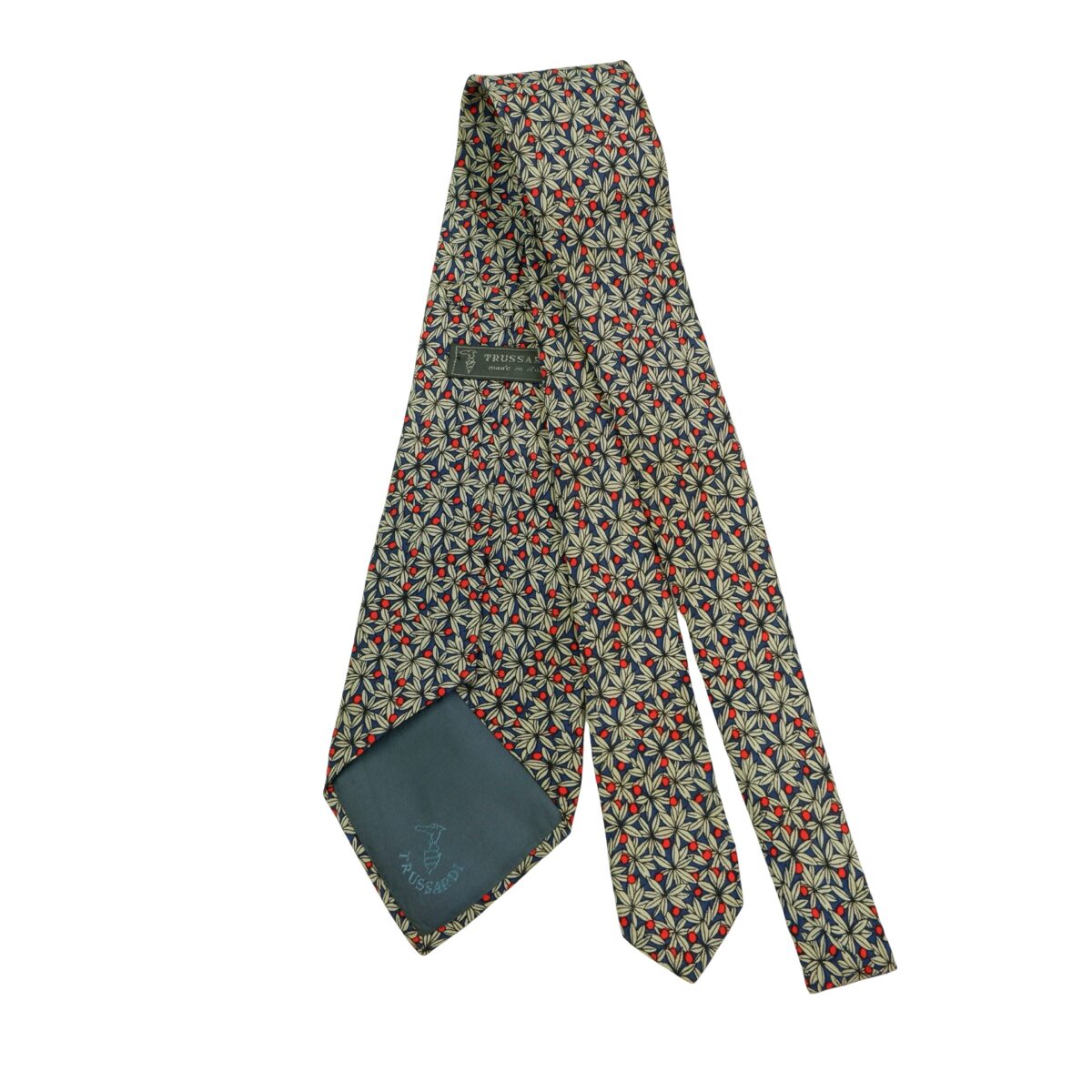 a16542 7 Trussardi Tie Silk Navy Leaf Pattern Italy (US Import Tax Included) มุมที่ 7