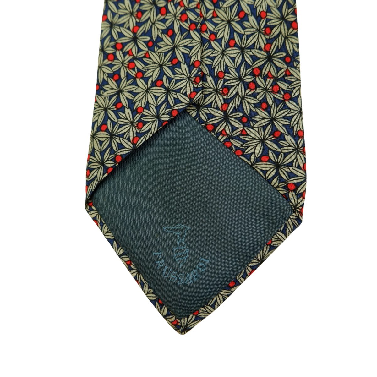 a16542 8 Trussardi Tie Silk Navy Leaf Pattern Italy (US Import Tax Included) มุมที่ 8