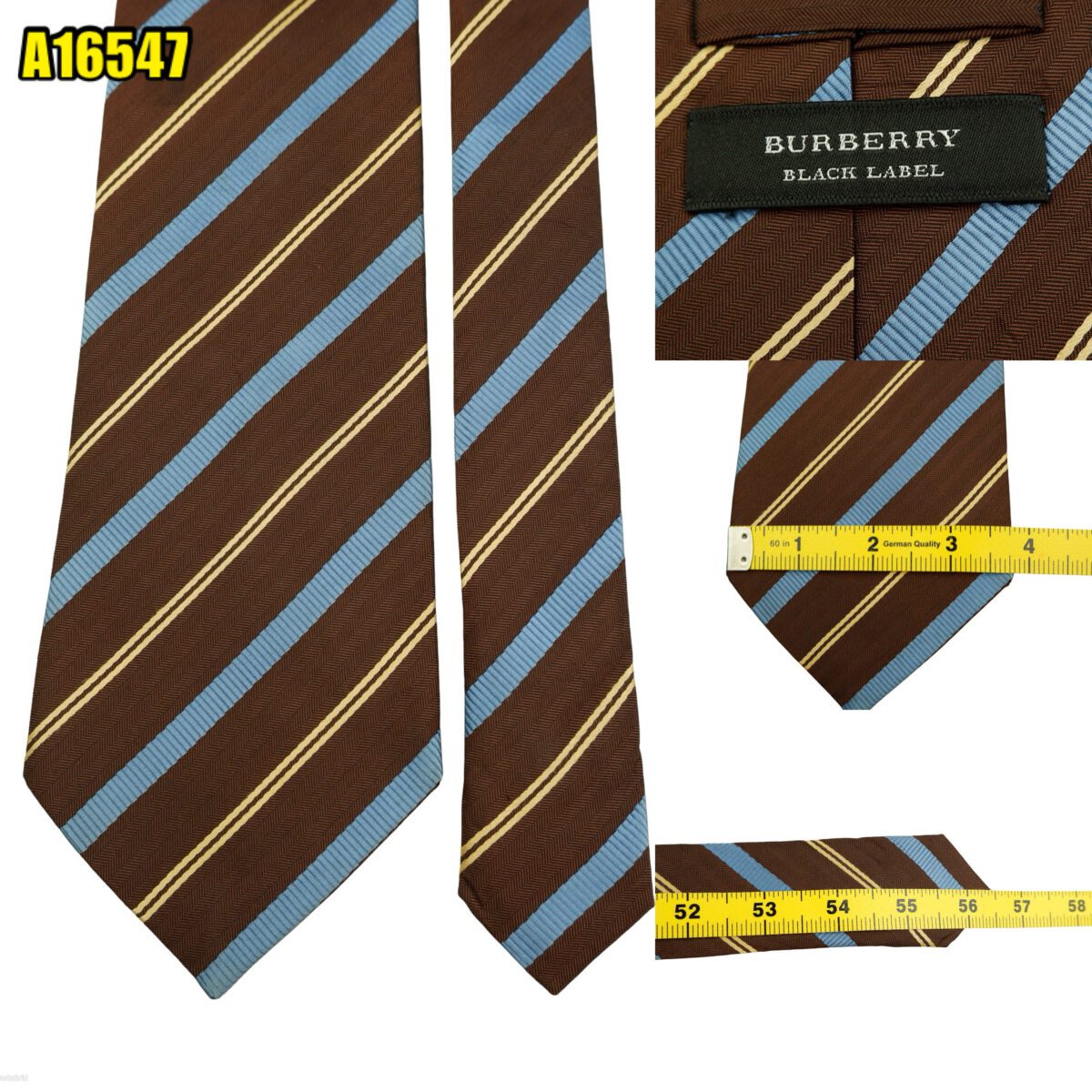 created by photogrid Burberry Tie Silk Brown Stripe Japan (US Import Tax Included) มุมที่ 1