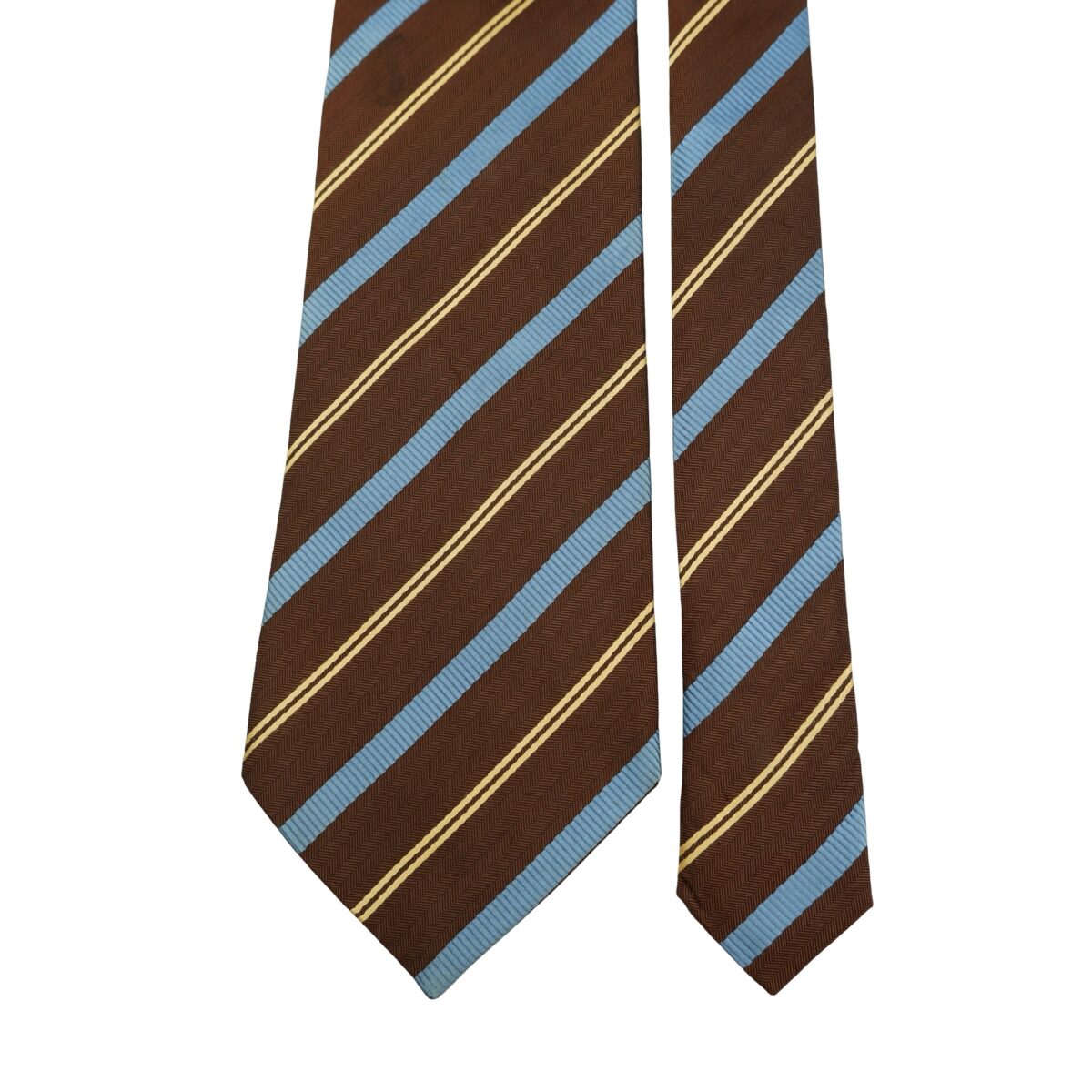 a16547 2 Burberry Tie Silk Brown Stripe Japan (US Import Tax Included) มุมที่ 2