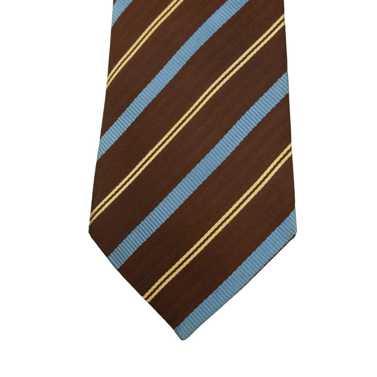 a16547 5 Burberry Tie Silk Brown Stripe Japan (US Import Tax Included) มุมที่ 5
