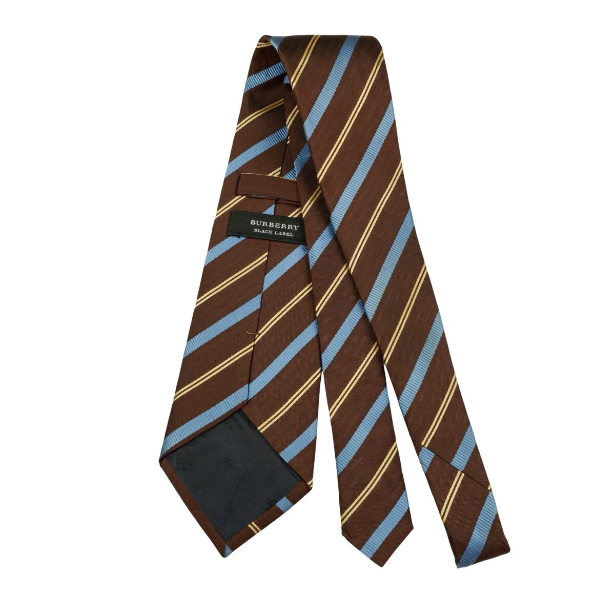 a16547 6 Burberry Tie Silk Brown Stripe Japan (US Import Tax Included) มุมที่ 6