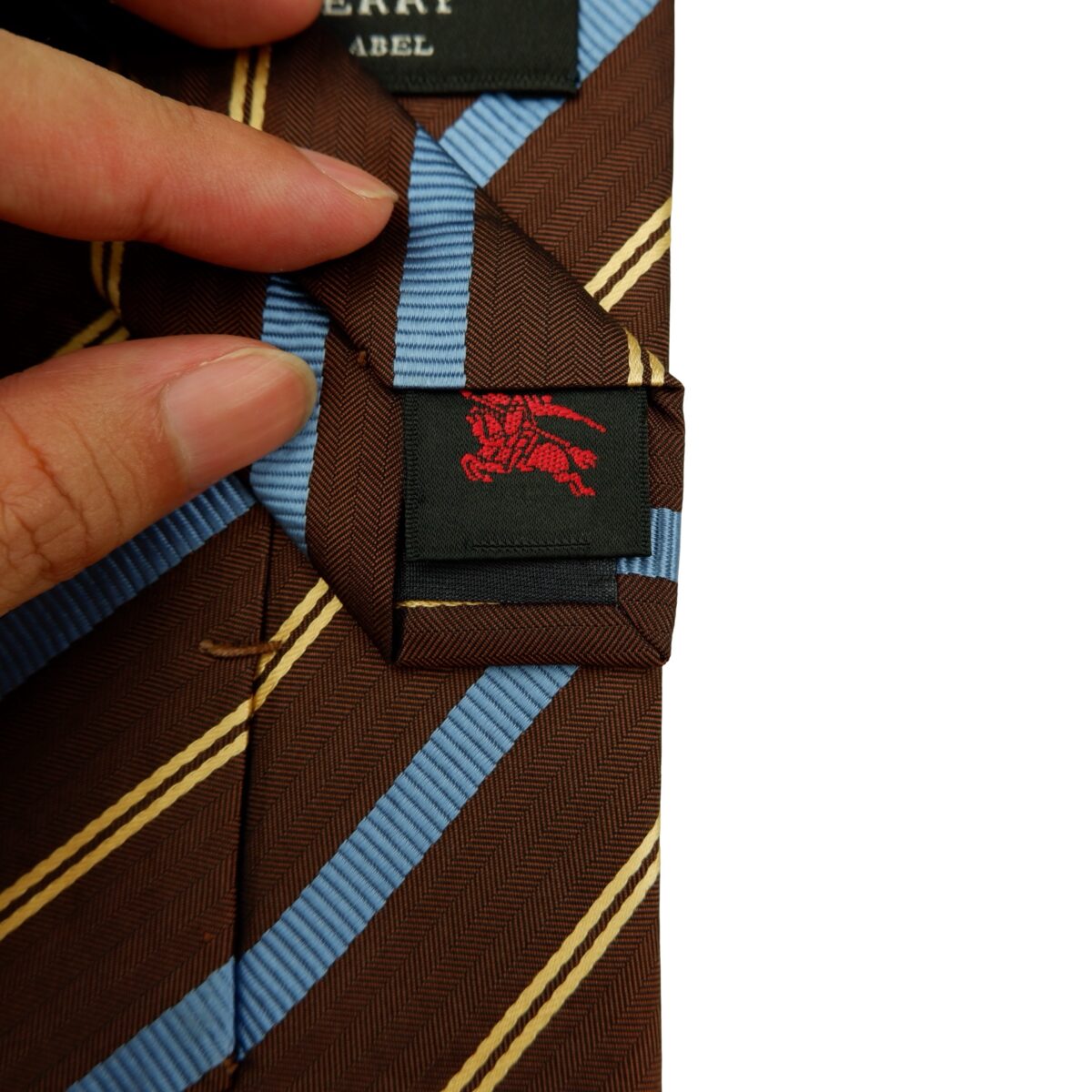 a16547 9 Burberry Tie Silk Brown Stripe Japan (US Import Tax Included) มุมที่ 9