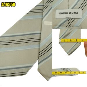 Giorgio Armani Tie Silk Gray Stripe Italy (US Import Tax Included) มุมที่ 1