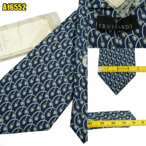 Trussardi Tie Silk Navy Micro Pattern Italy (US Import Tax Included) มุมที่ 1