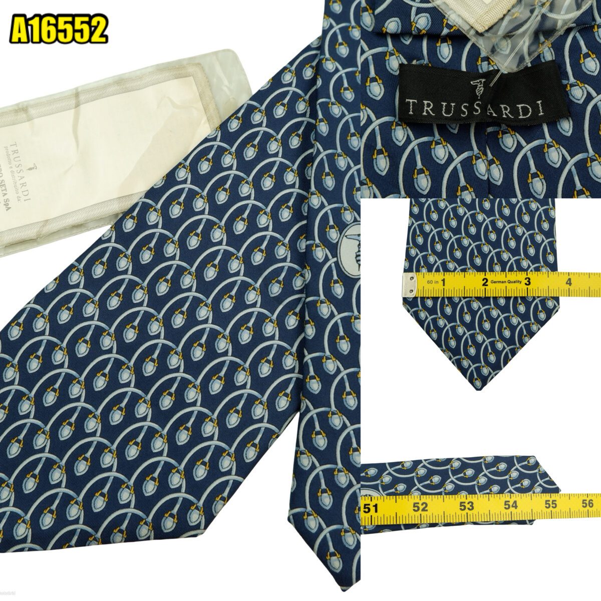 created by photogrid Trussardi Tie Silk Navy Micro Pattern Italy (US Import Tax Included) มุมที่ 1