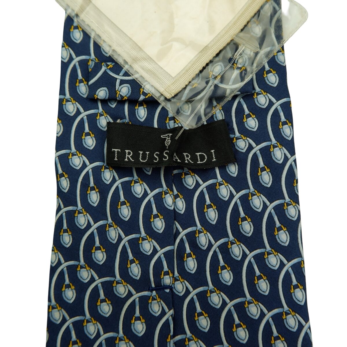 a16552 9 Trussardi Tie Silk Navy Micro Pattern Italy (US Import Tax Included) มุมที่ 9