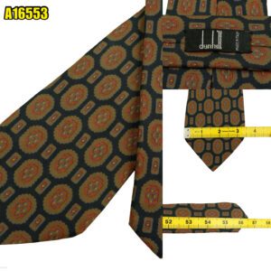 Dunhill Tie Silk Black Brown Geometric Italy (US Import Tax Included) มุมที่ 1
