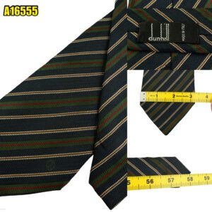 Dunhill Tie Silk Dark Navy Stripe Italy (US Import Tax Included) มุมที่ 1