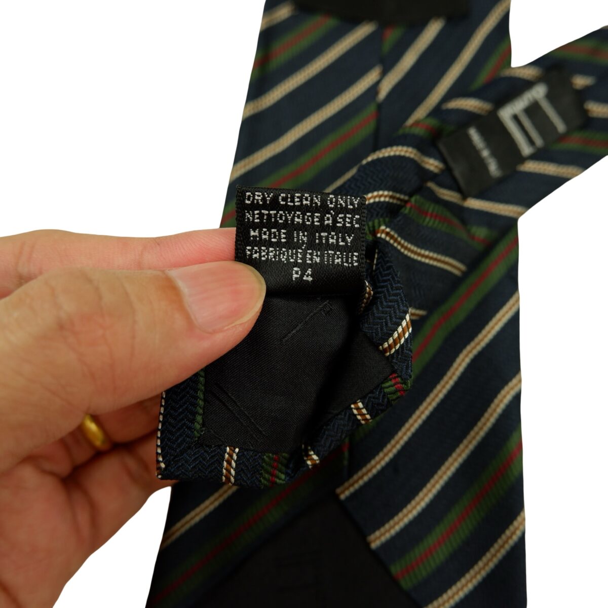 a16555 11 Dunhill Tie Silk Dark Navy Stripe Italy (US Import Tax Included) มุมที่ 11