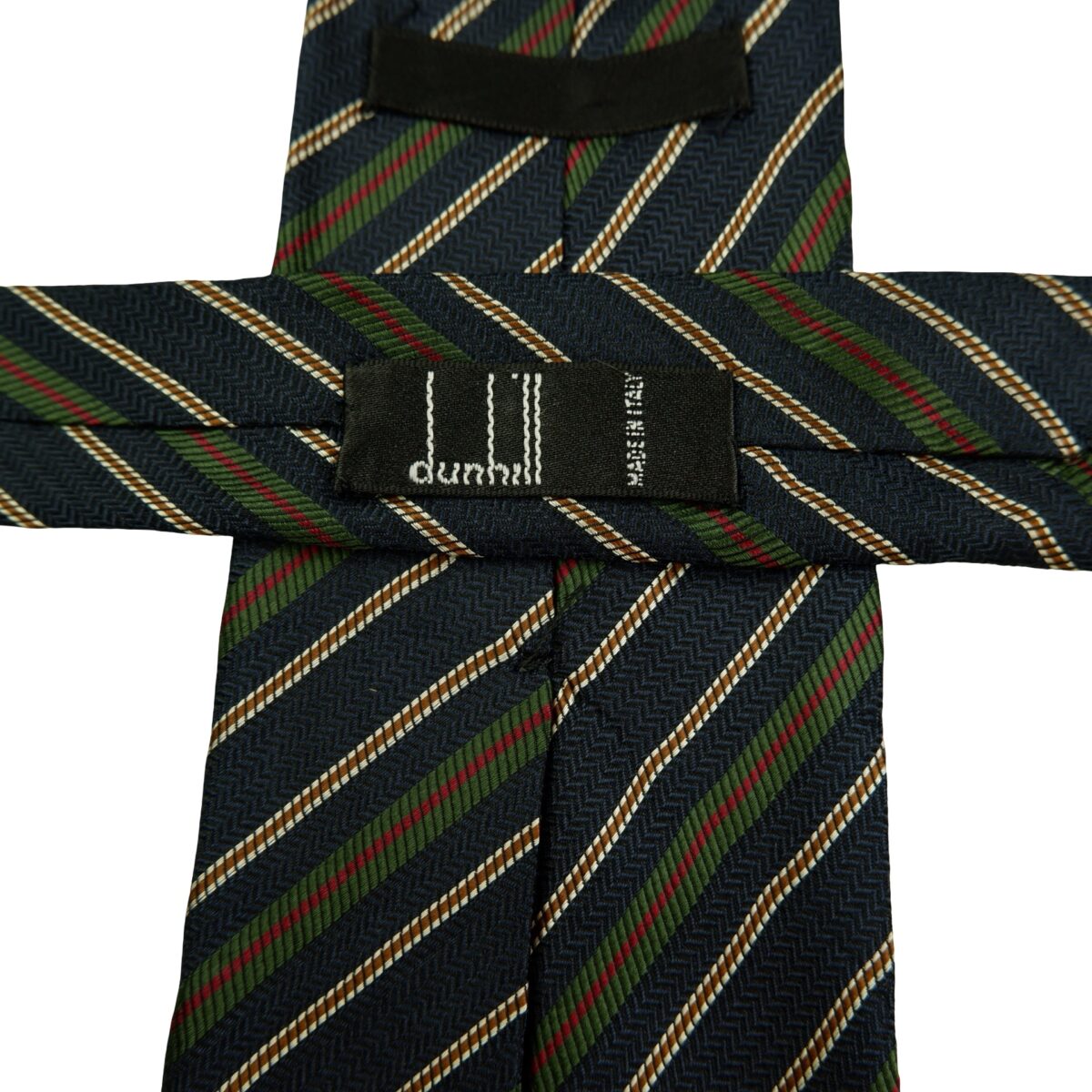 a16555 9 Dunhill Tie Silk Dark Navy Stripe Italy (US Import Tax Included) มุมที่ 9