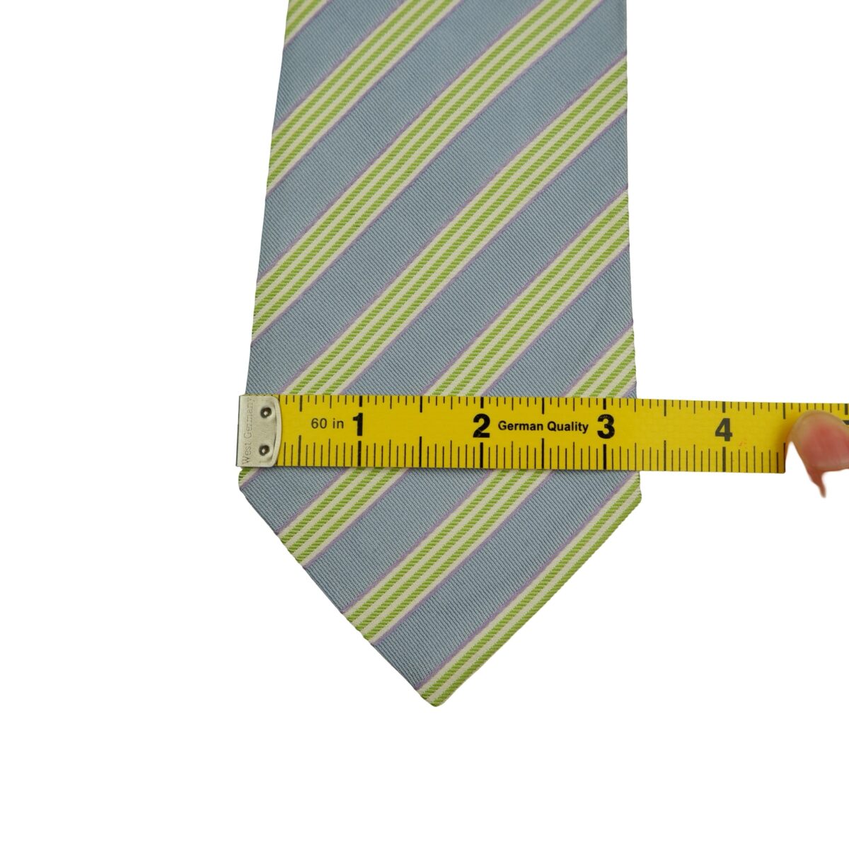 Hugo Boss Tie Silk Light Blue Green Stripe Italy (US Import Tax Included) | mesabb clothing Hugo Boss Tie Silk Light Blue Green Stripe Italy (US Import Tax Included) มุมที่ 12