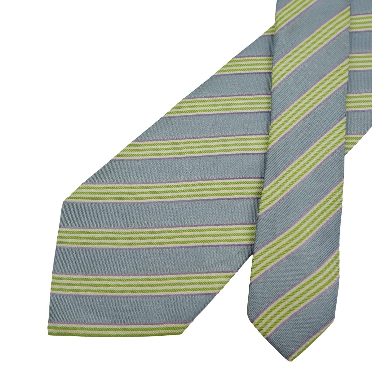 Hugo Boss Tie Silk Light Blue Green Stripe Italy (US Import Tax Included) | mesabb clothing Hugo Boss Tie Silk Light Blue Green Stripe Italy (US Import Tax Included) มุมที่ 2