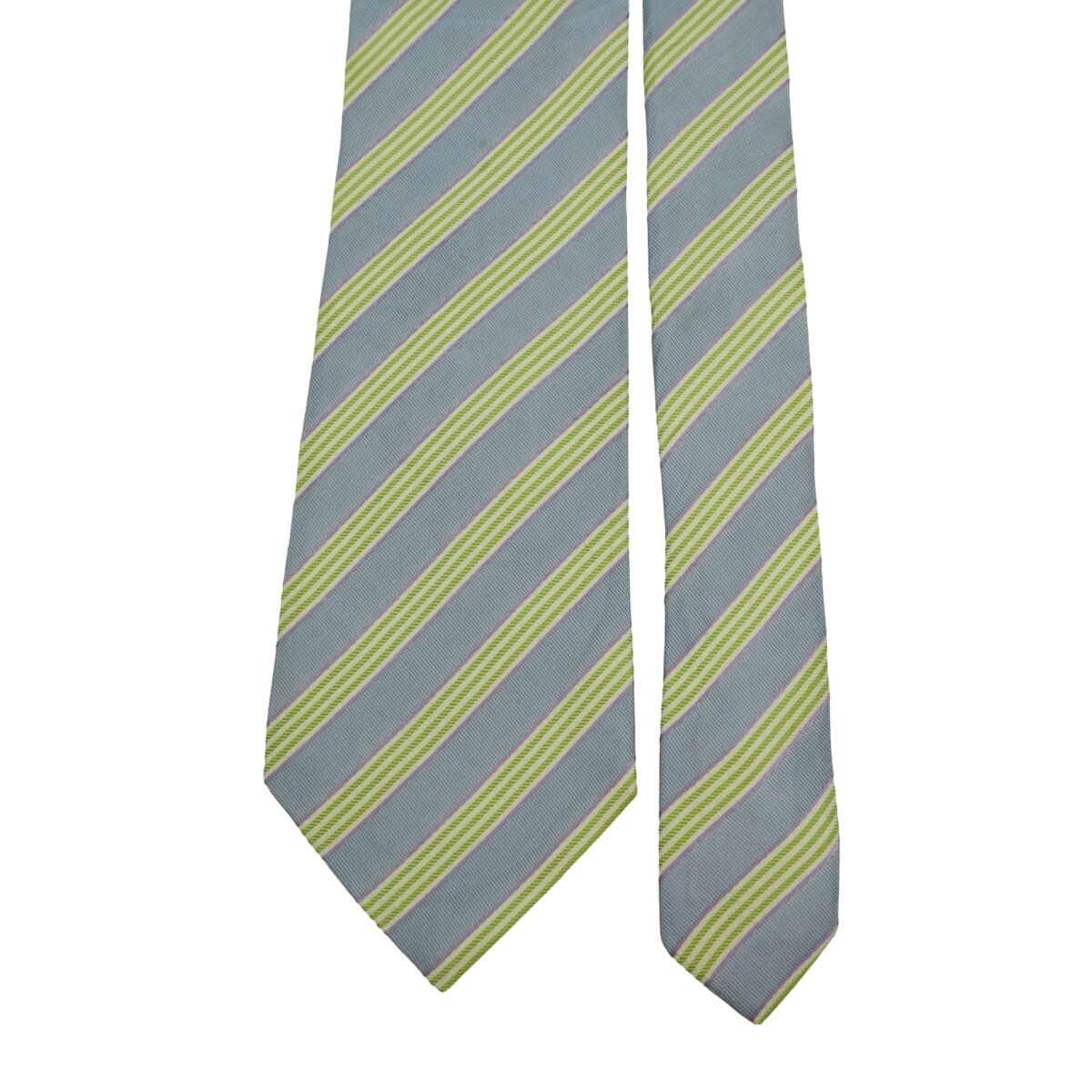 Hugo Boss Tie Silk Light Blue Green Stripe Italy (US Import Tax Included) | mesabb clothing Hugo Boss Tie Silk Light Blue Green Stripe Italy (US Import Tax Included) มุมที่ 3