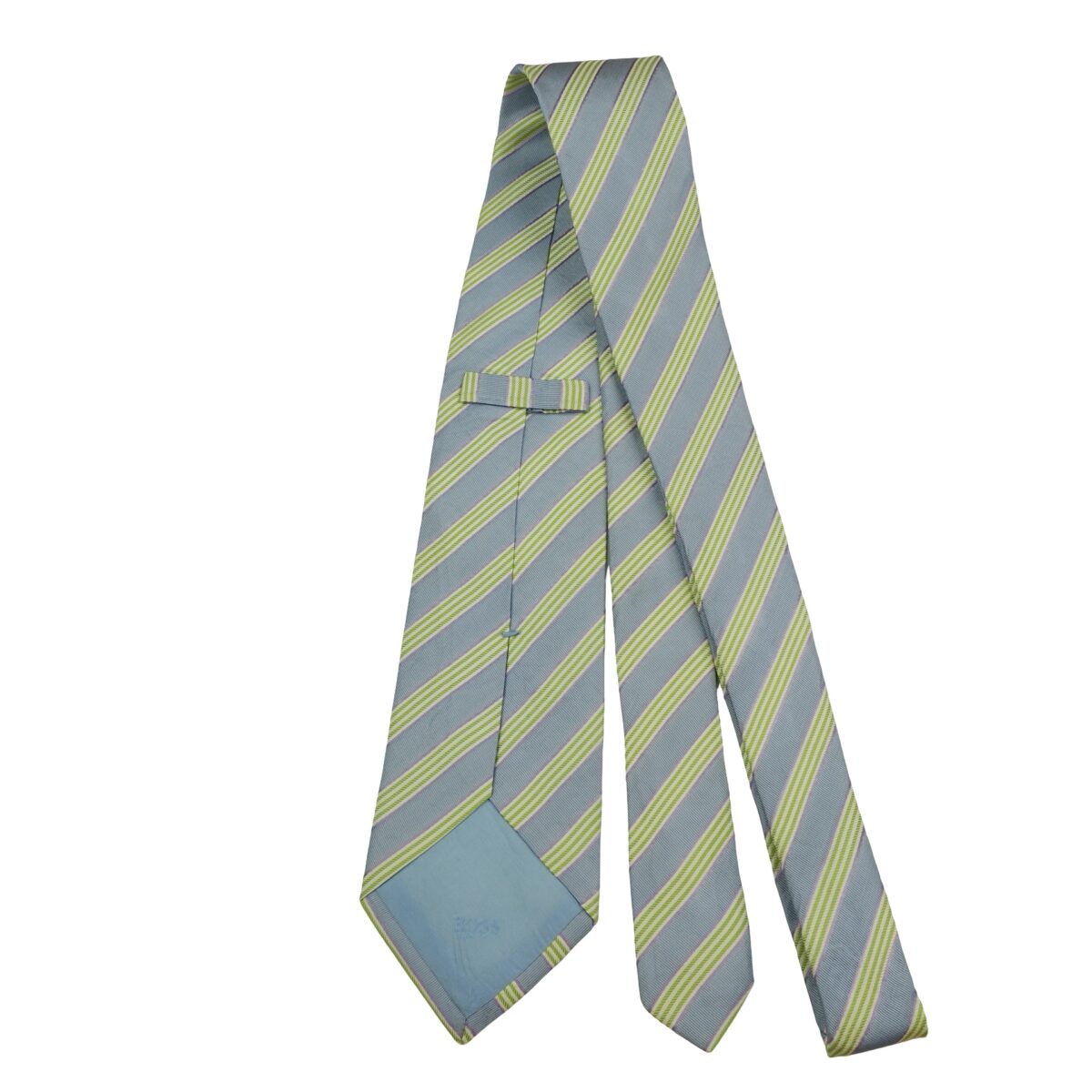 Hugo Boss Tie Silk Light Blue Green Stripe Italy (US Import Tax Included) | mesabb clothing Hugo Boss Tie Silk Light Blue Green Stripe Italy (US Import Tax Included) มุมที่ 7